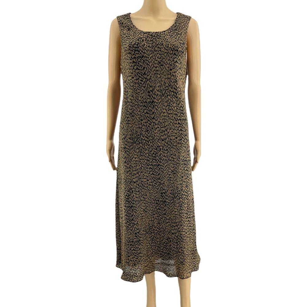 Studio 1 (14) Petite Y2K Brown Leopard Sleeveless Chiffon Sheath Maxi Dress - Picture 1 of 5
